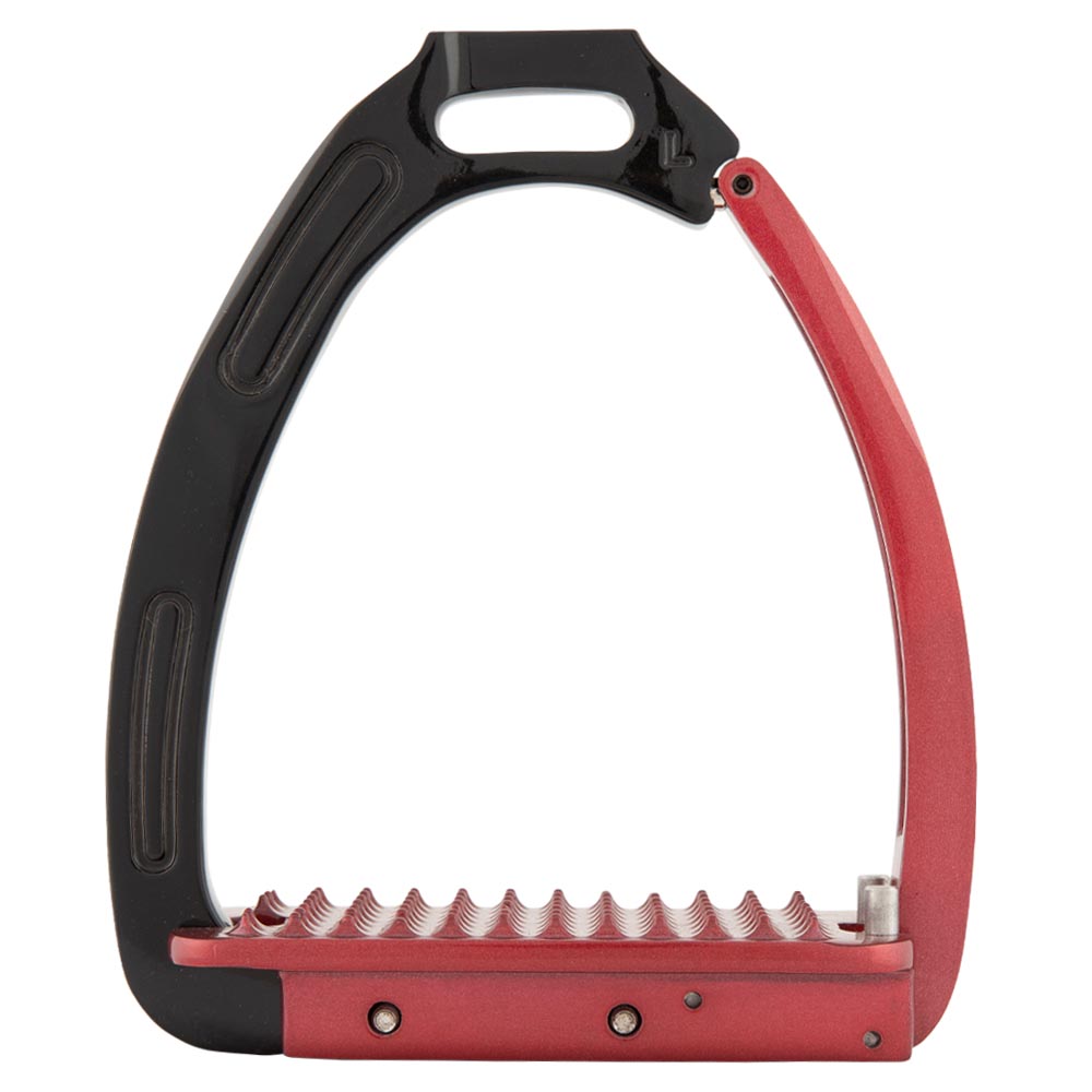 BR Lavarone Steigbügel - schwarz/rot, Größe 12cm