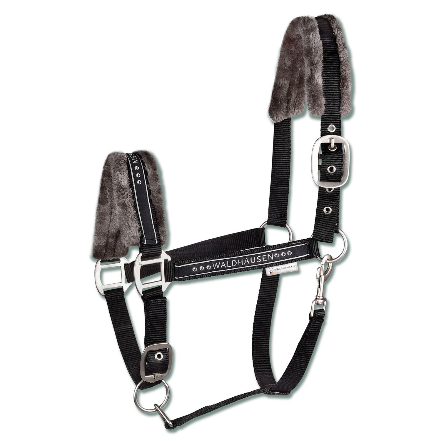 Waldhausen Halfter Elegant m. Kunstfell - schwarz, Größe XWB