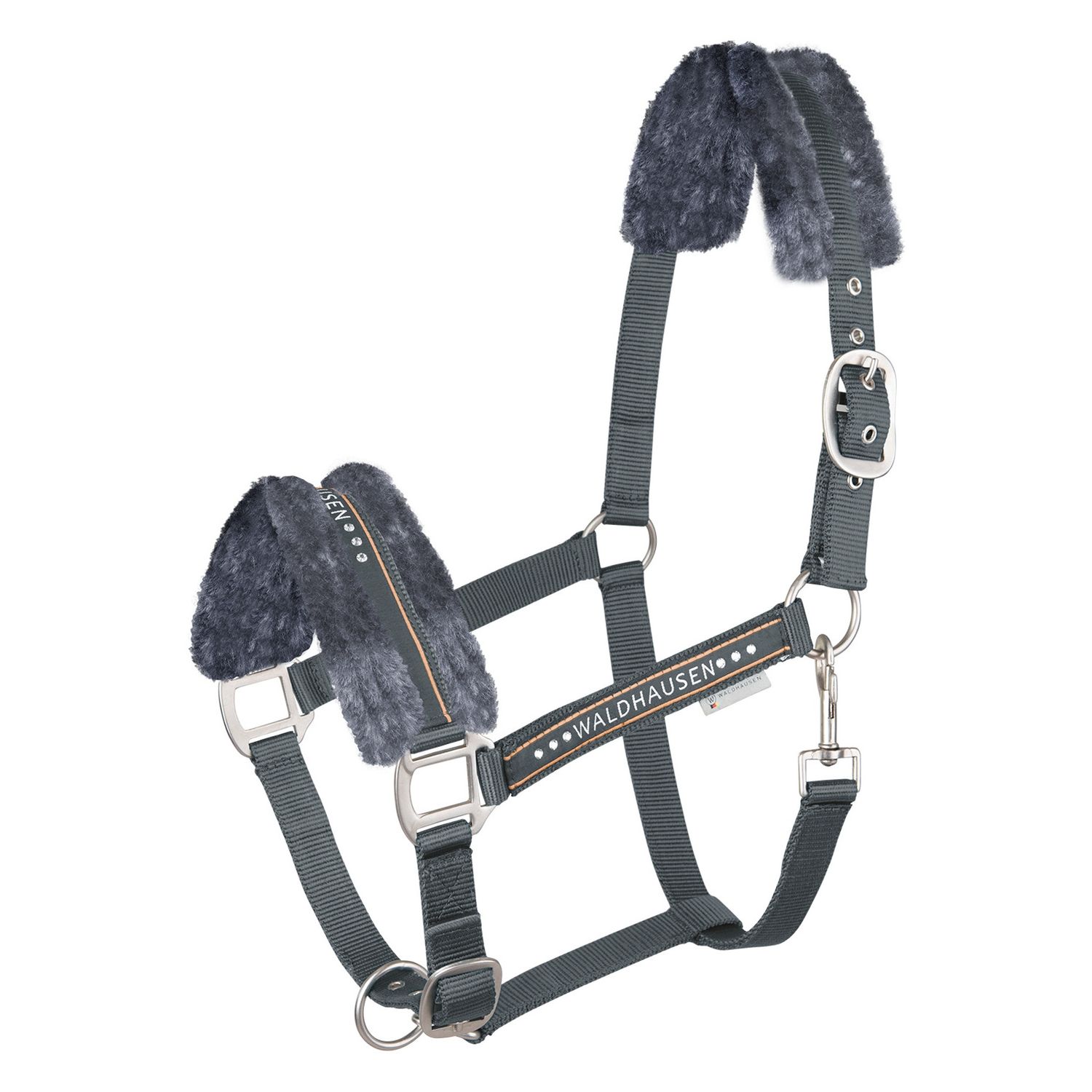 Waldhausen Halfter Elegant m. Kunstfell - asphalt, Größe Pony