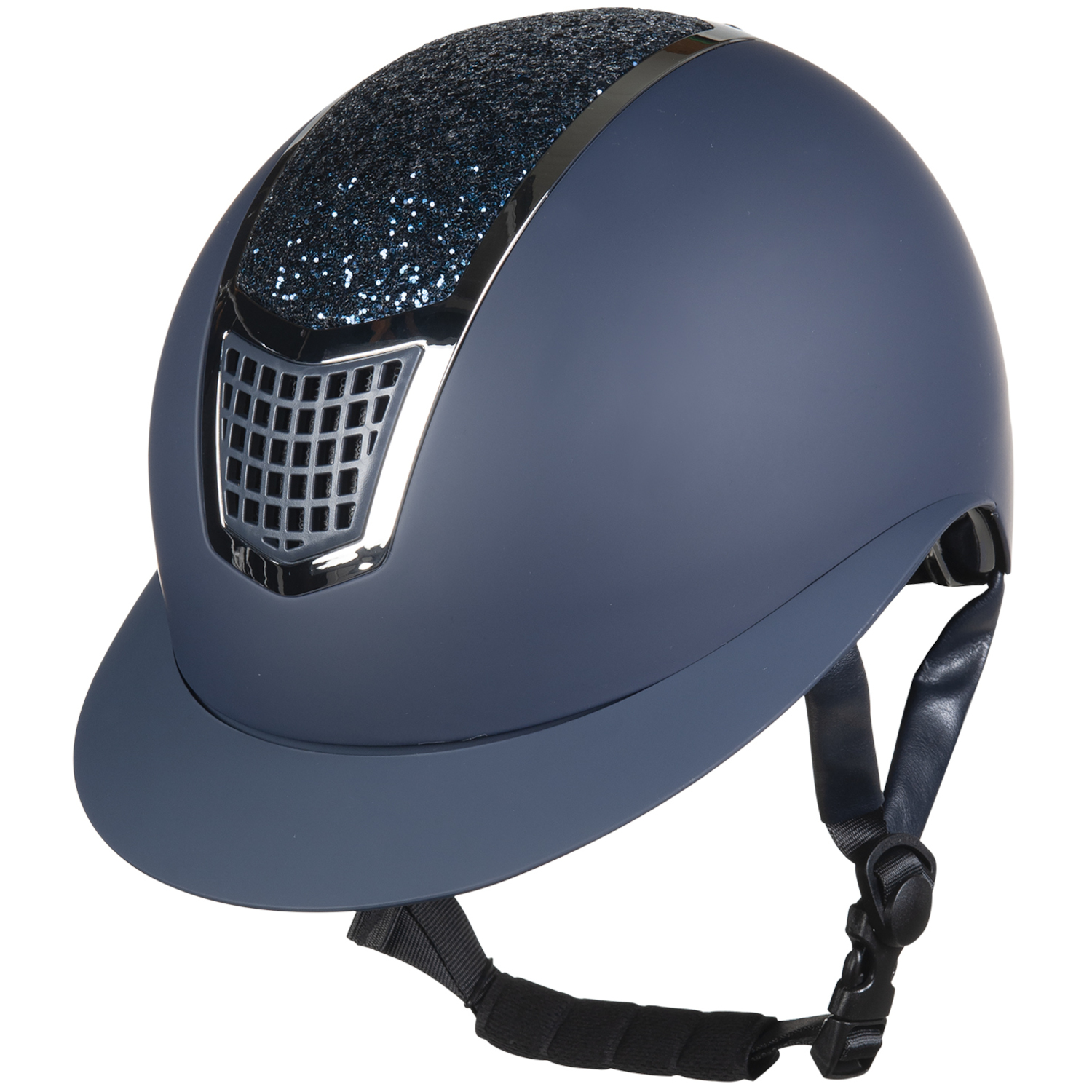 HKM Glamour Shield Reithelm - dunkelblau/silber, Größe 59-61 cm