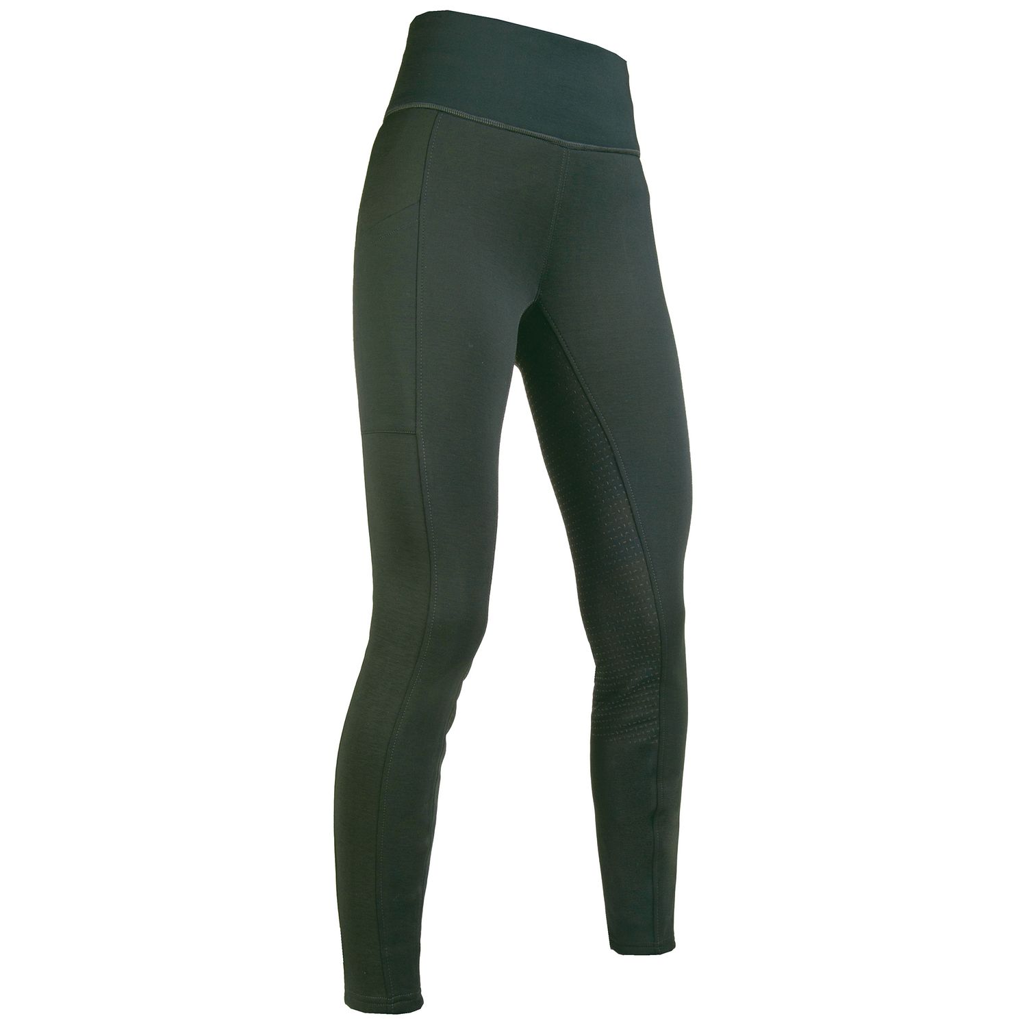 HKM Cosy Style Silikon Vollbesatz Reitleggings Winter Damen und Kinder - dunkelgrün, Größe 32/34