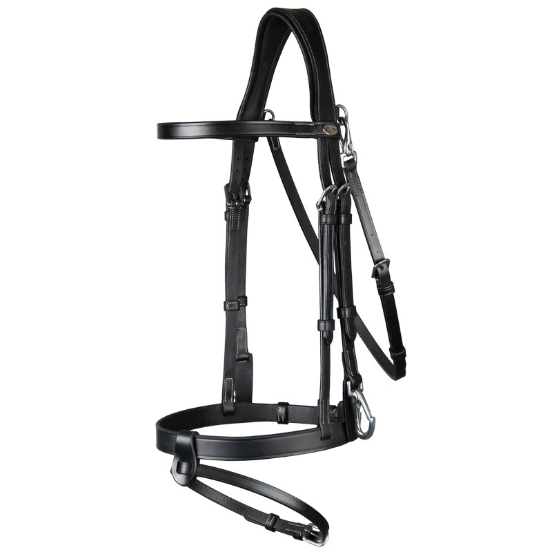 Dyon Working Collection glatte Trense m. kombiniertem Reithalfter - black, Größe Pony