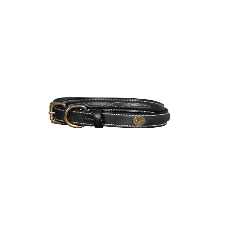 Dyon Fancy Lederhalsband für Hunde - black, Größe 70