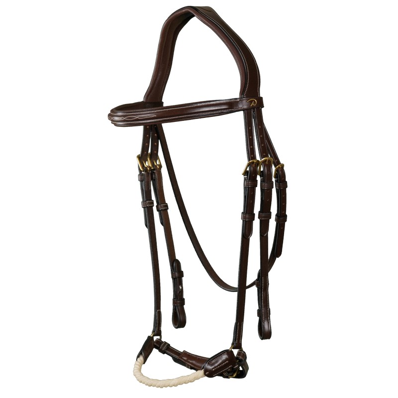 Dyon D-Collection Rope Drop Trense Strickreithalfter hannoveranisch - brown, Größe Cob
