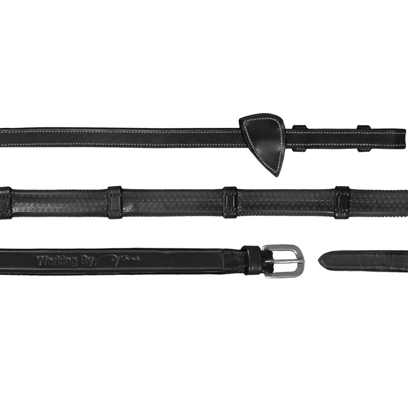 Dyon Working Collection weiche Gummizügel Lederstegen - black, Größe Cob