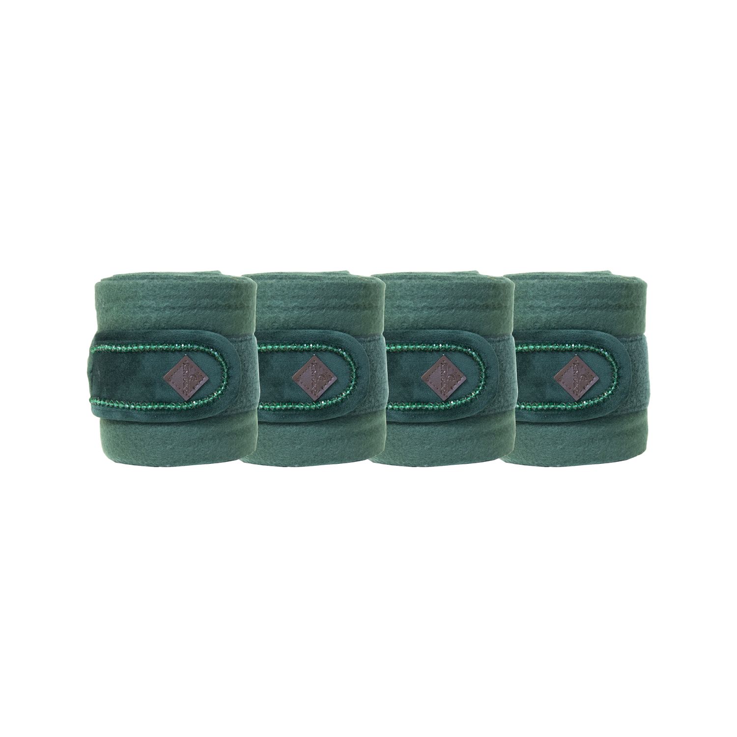 Kentucky Horsewear Polar Fleece Bandagen Velvet Pearls - pine green, Größe Full
