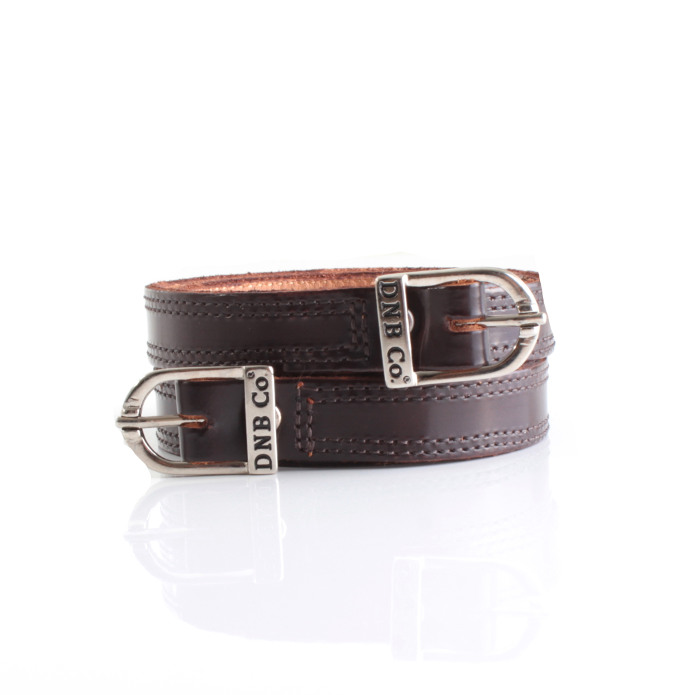 DeNiro Sporenriemen Leder - brown brushed / silver