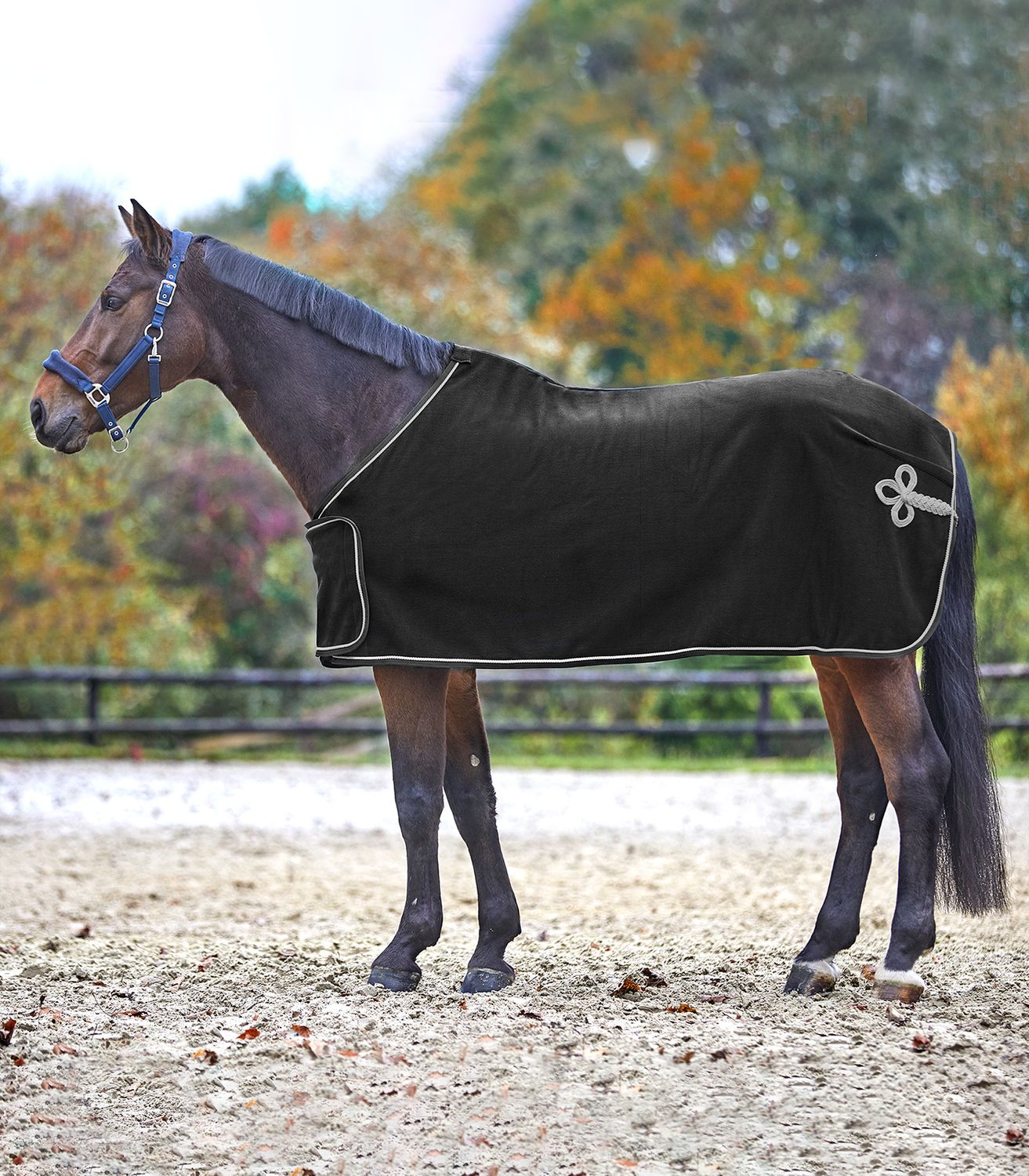 Waldhausen Fleece- & Sponsorendecke - schwarz/silber, Größe 145