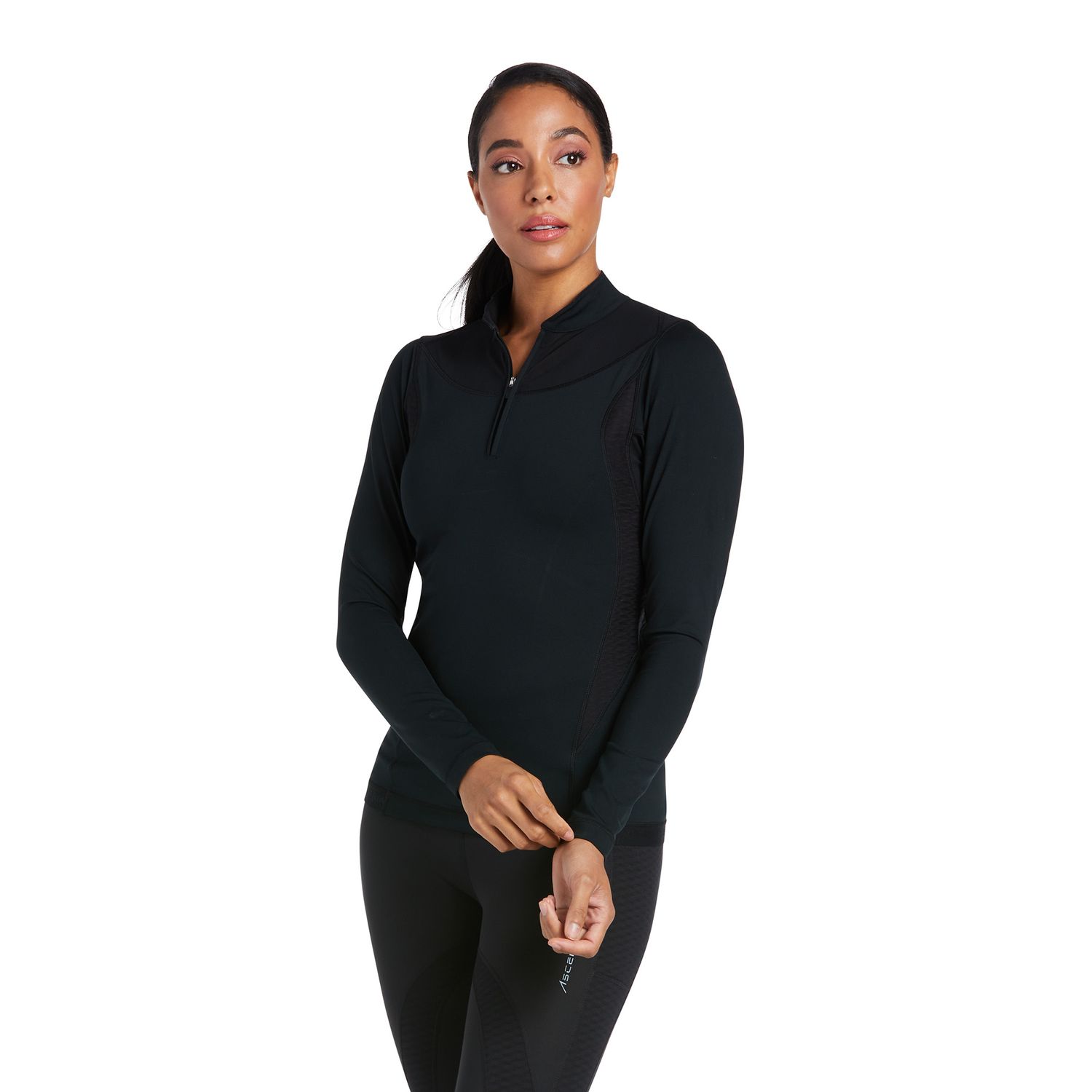 Ariat Ascent 1/4 Zip LS Baselayer Damen - black, Größe XS