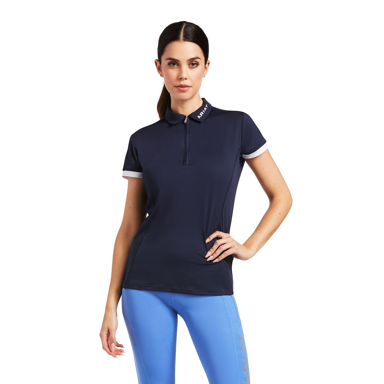 Ariat Bandera 1/4 Zip Polo Damen - navy, Größe L