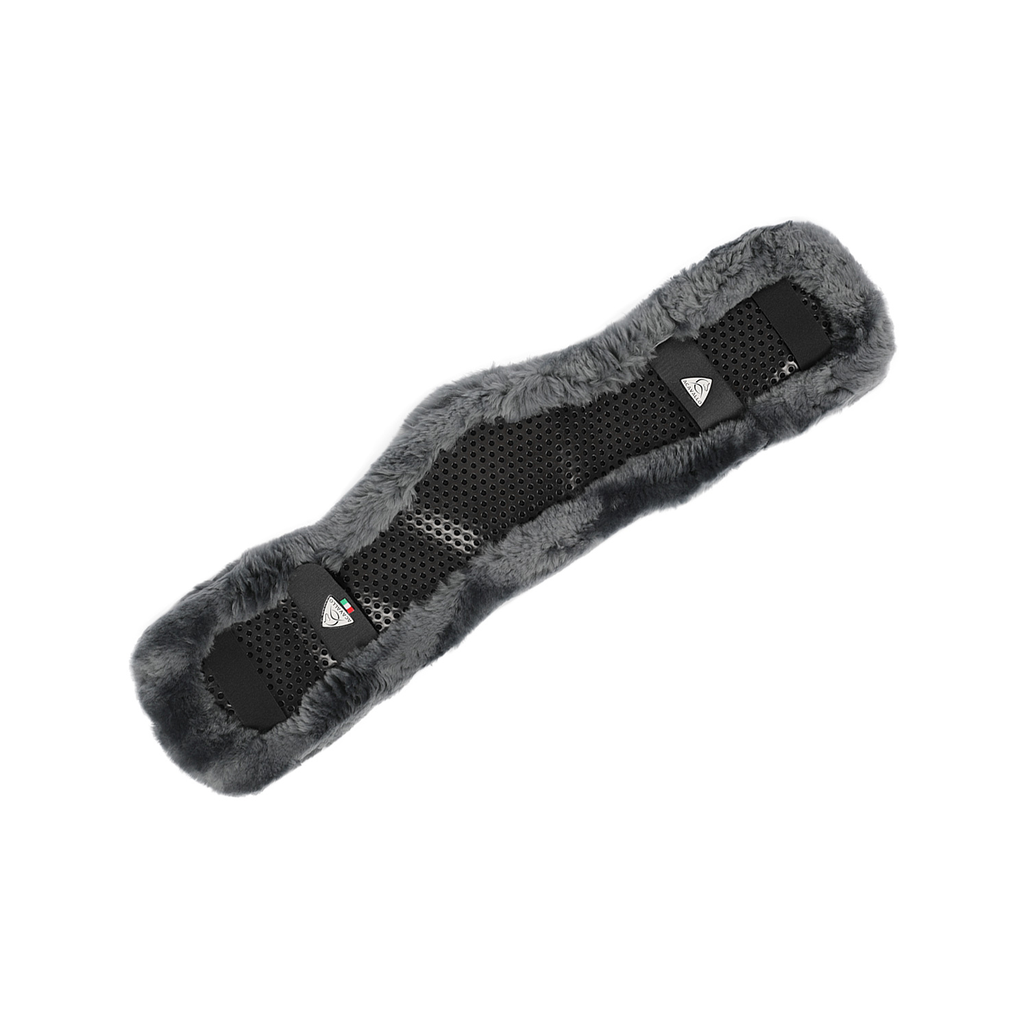 Acavallo anatomisch geformter Classic Gel Kurzgurt-Schoner mit Schaffell - grey, Größe 70-80 cm