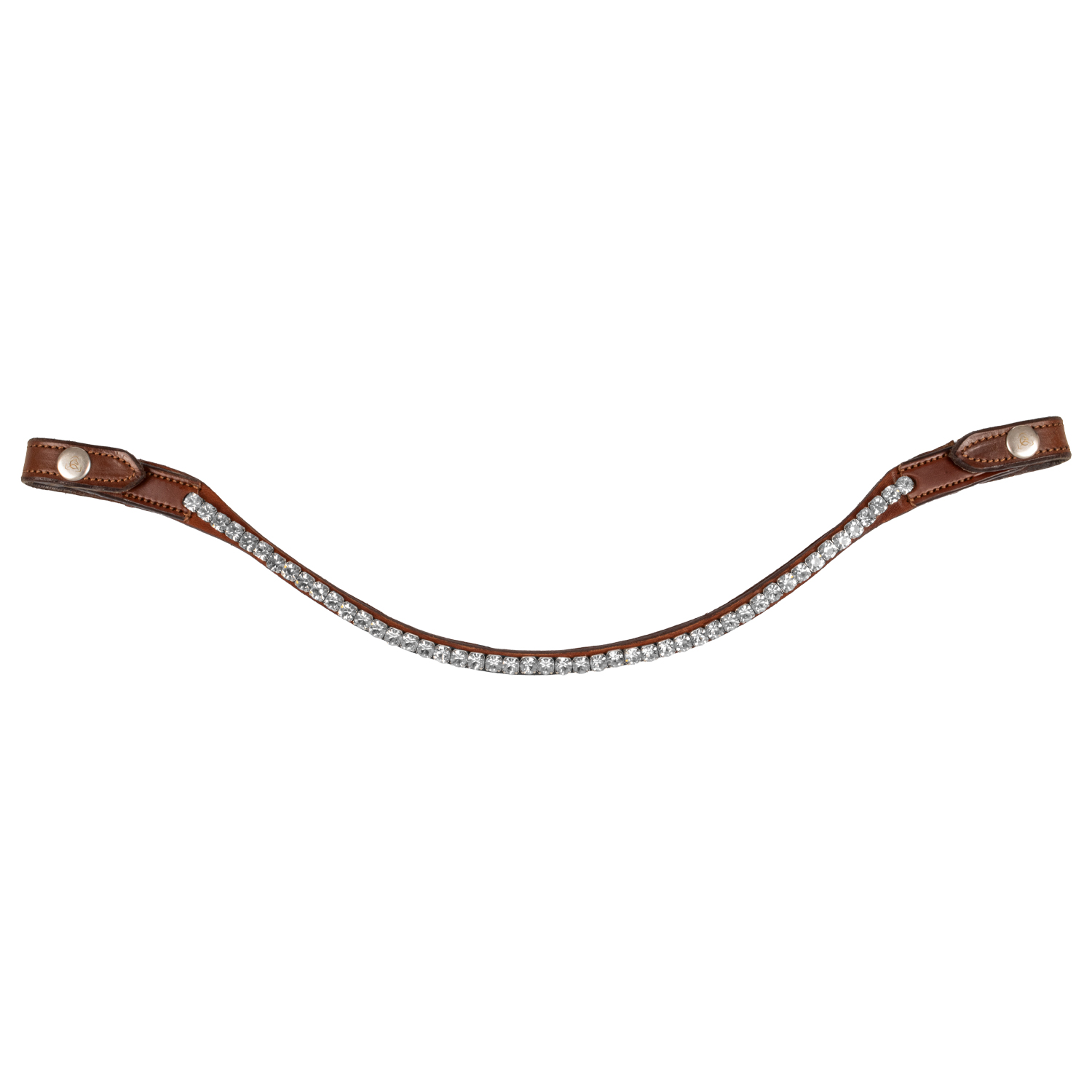 Acavallo Stirnband mit runden Kristallen Crystal - cognac/trasparent, Größe Warmblut