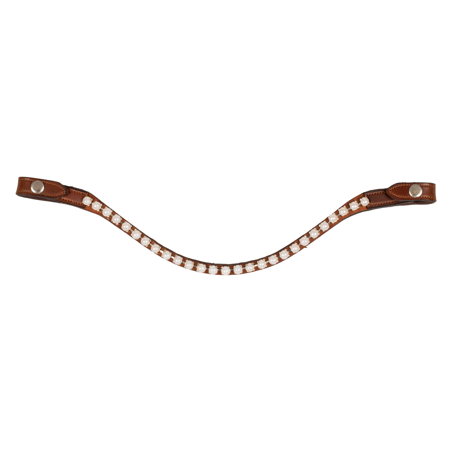 Acavallo Stirnband mit Perlen - cognac, Größe Vollblut