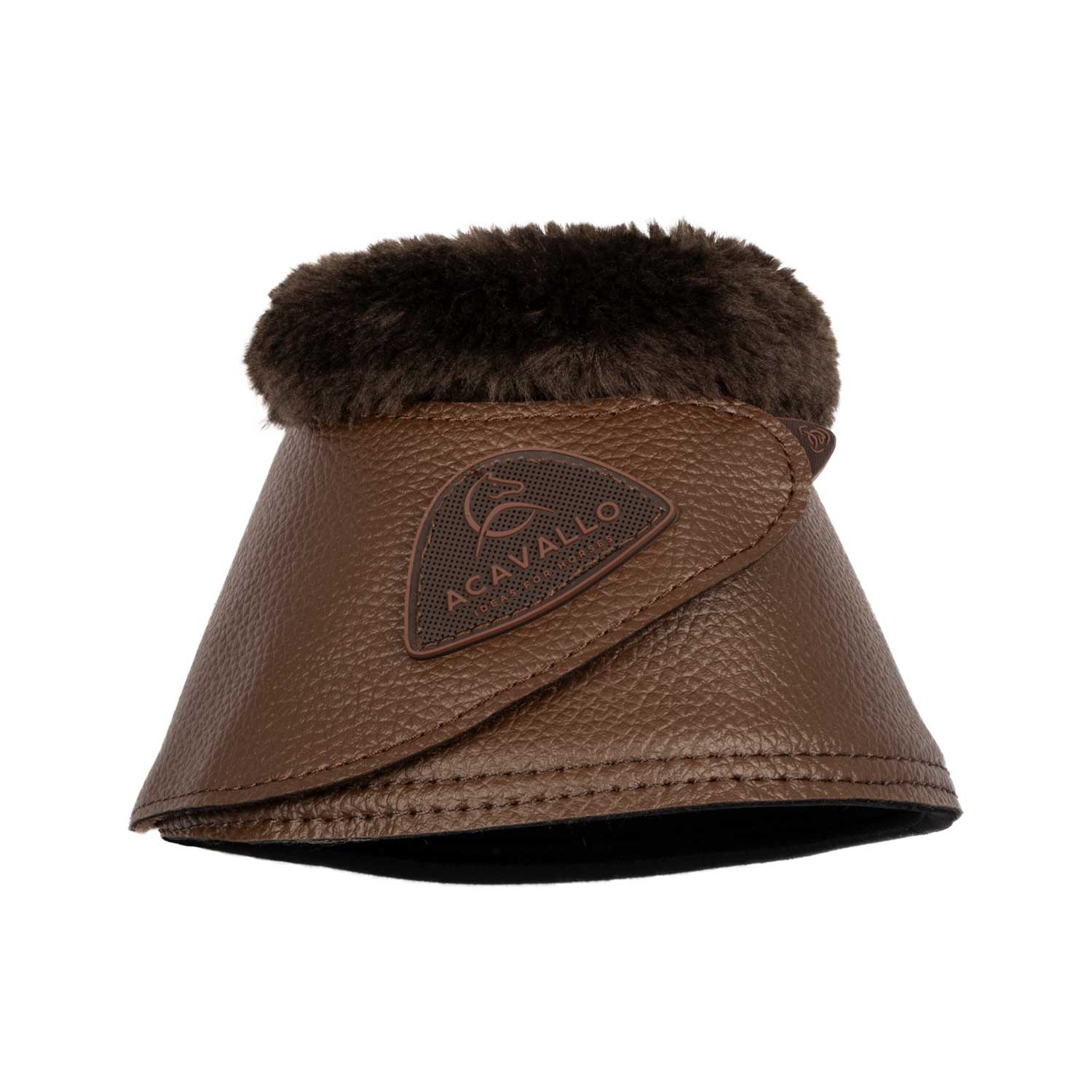Acavallo Hufglocken mit Kunstfell - dark brown, Größe M