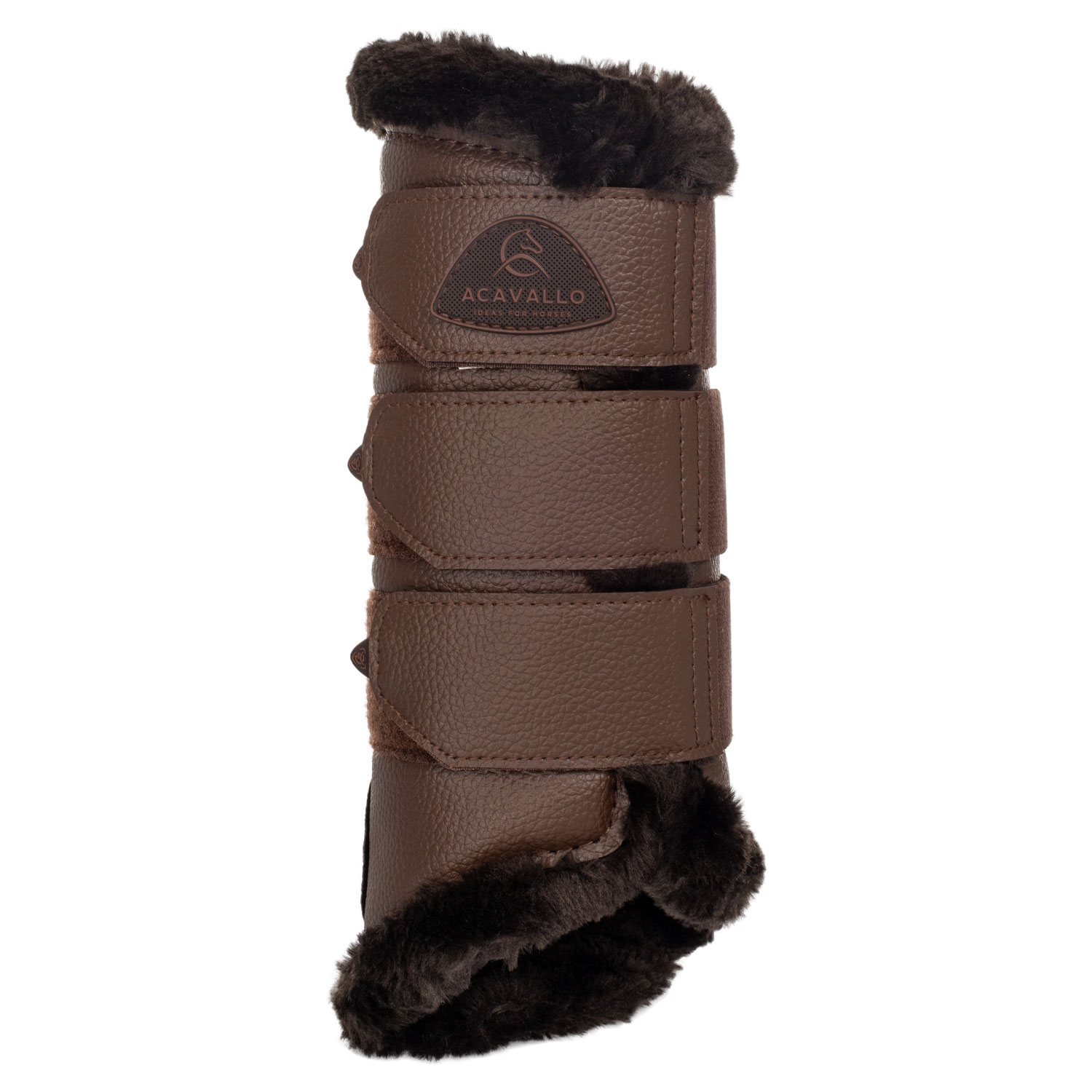 Acavallo Hind Brushing Horse Boots W/Synthetic Fur W/Triple Velcro - dark brown, Größe S