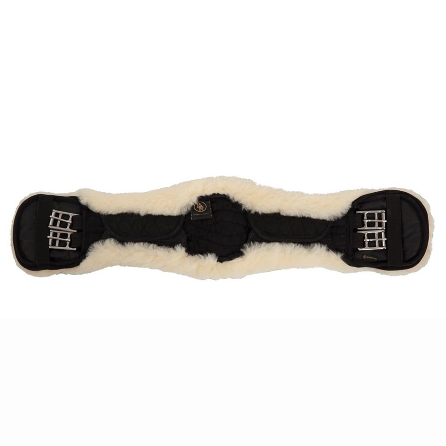 BR Cheviot Dressurgurt Lammfell abnehmbar - schwarz/natur, Größe 75