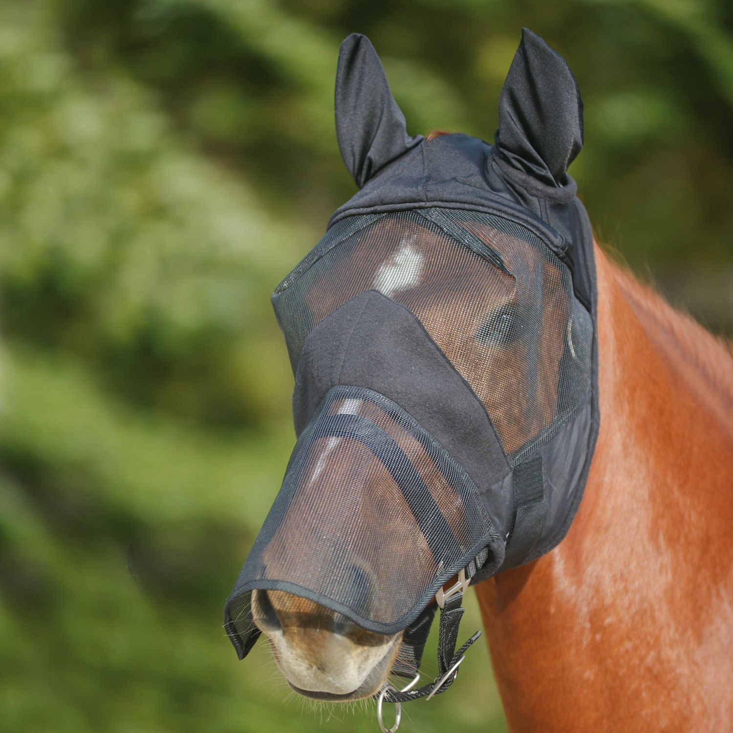 Waldhausen Fliegenmaske Premium mit Ohren-u.Nasenschutz - schwarz, Größe Pony