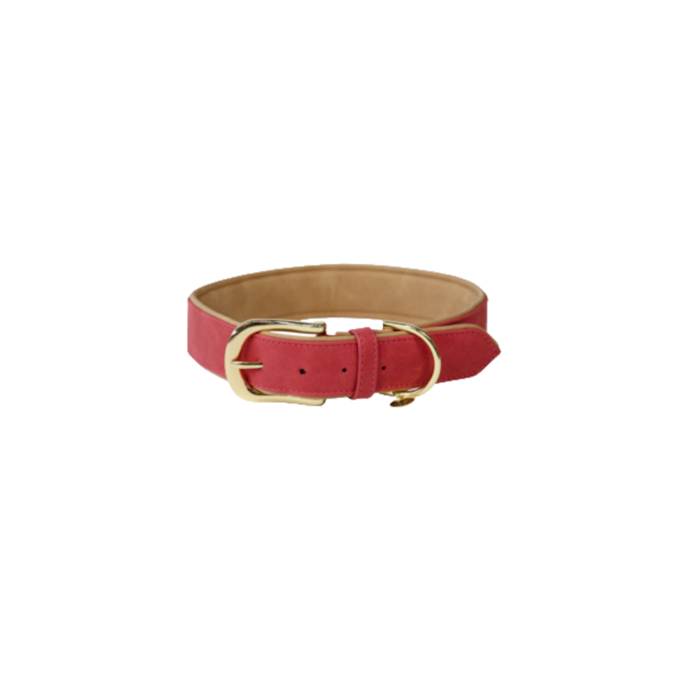 Kentucky Hunde Halsband vegan Leder - rot/beige, Größe M/L
