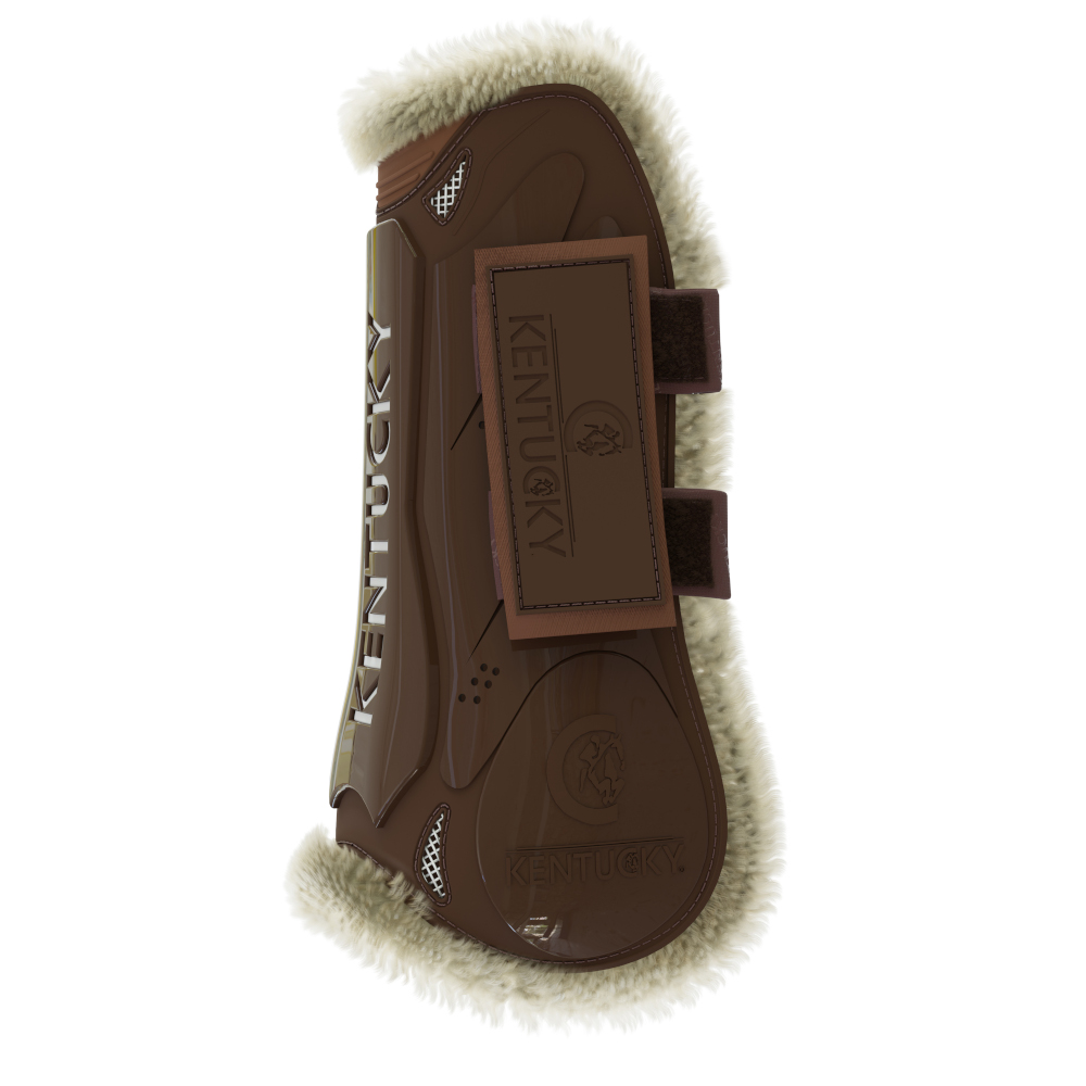 Kentucky Vegan Sheepskin Tendon Boots Velcro - braun, Größe M