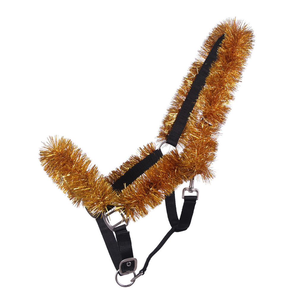 QHP Halfter Weihnachtsgirlande - gold, Größe Pony