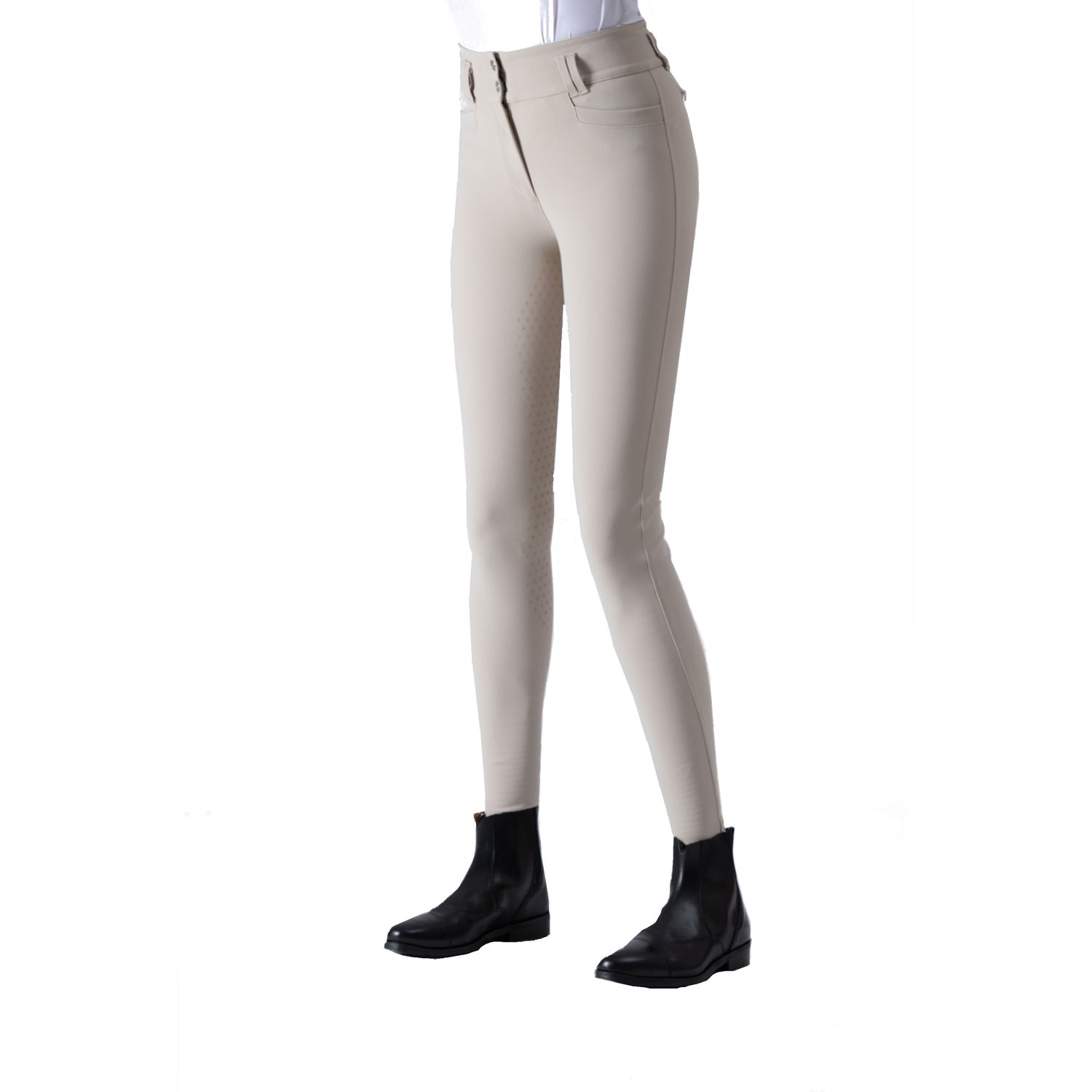 EGO 7 Damenreithose Dressage CA Breeches Vollbesatz High Waist - beige, Größe 38