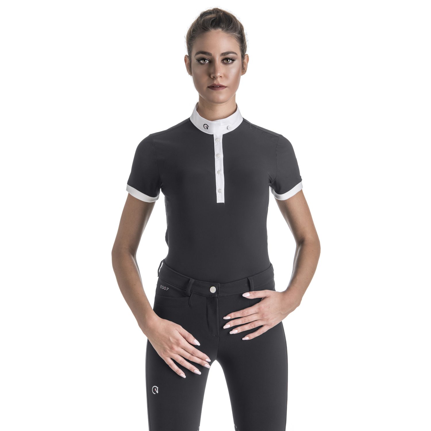 EGO7 Polo MC kurzarm Turniershirt Damen - black/white, Größe 38
