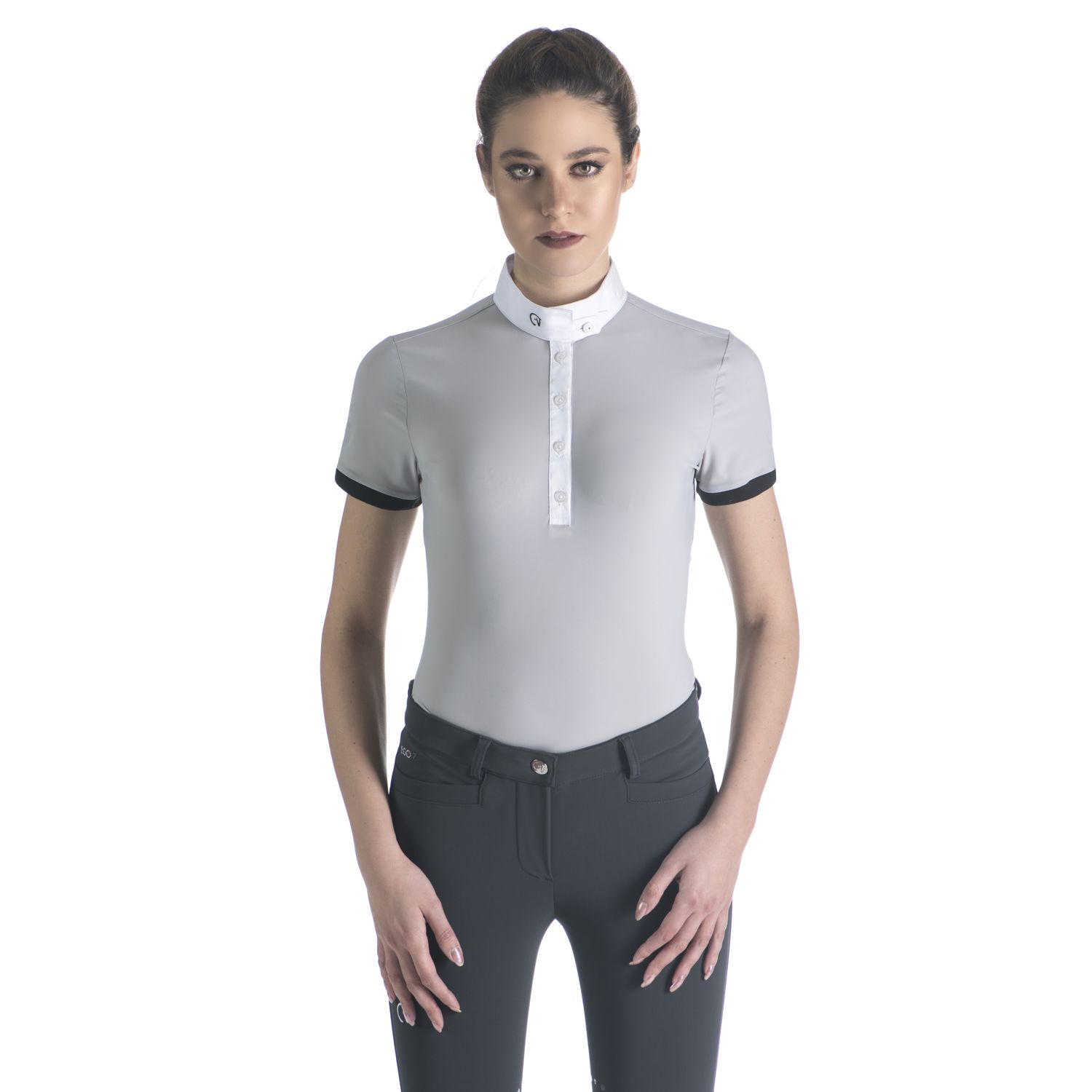 EGO7 Polo MC kurzarm Turniershirt Damen - ice grey/white, Größe 36