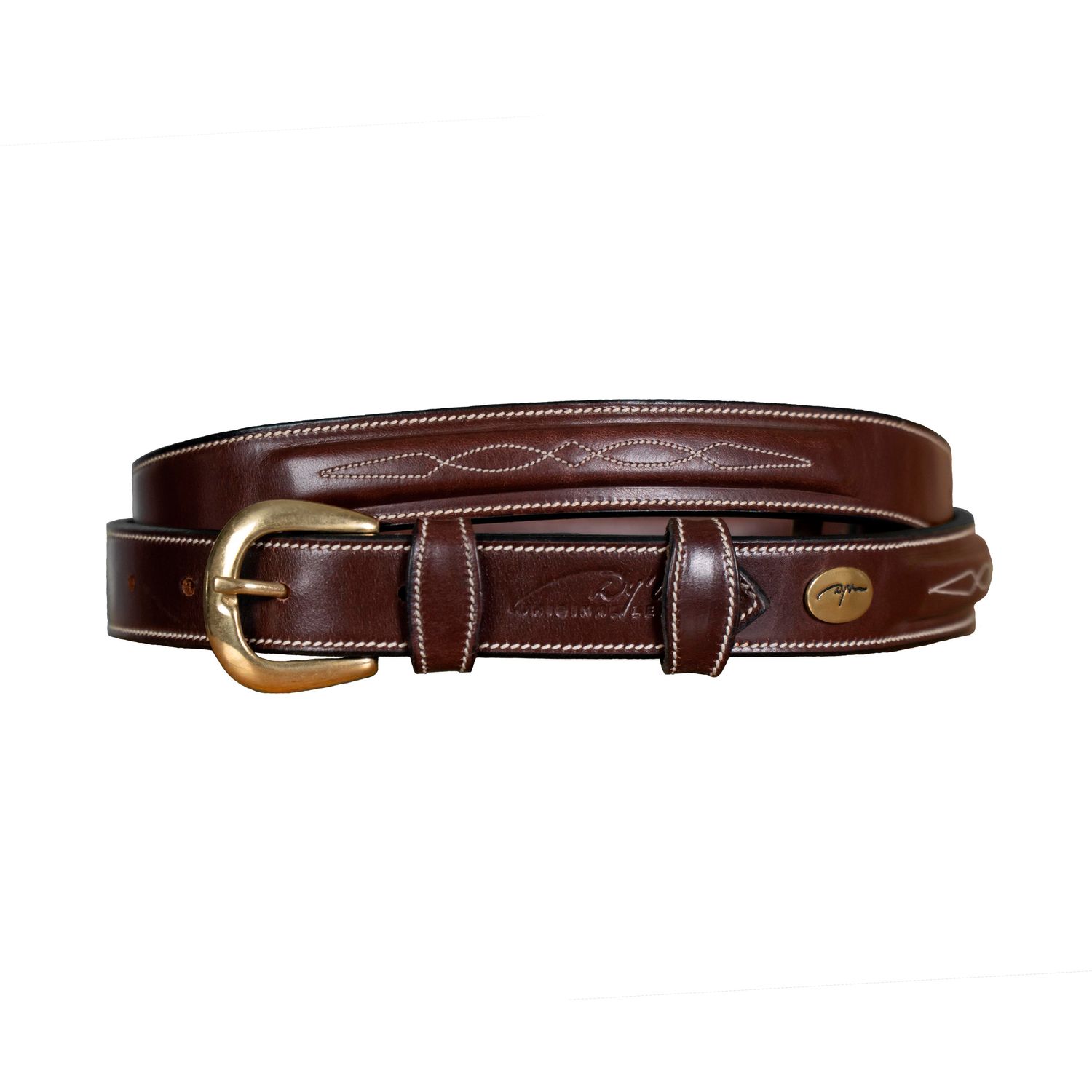 Dyon Fancy Stitch Ledergürtel - braun, Größe 95
