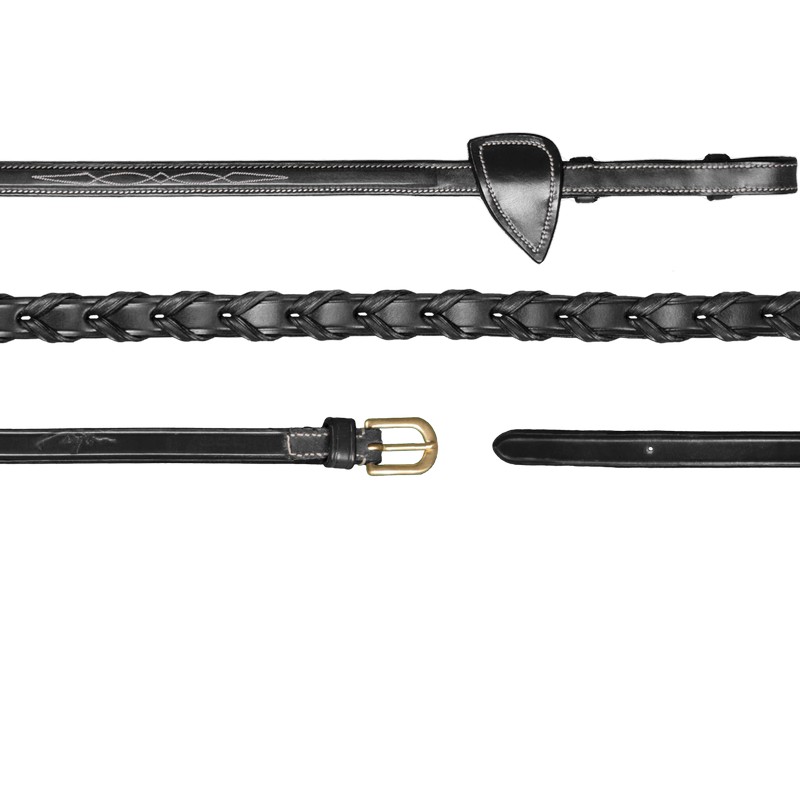 Dyon Lederzügel Laced 4/8 - schwarz, Größe WB