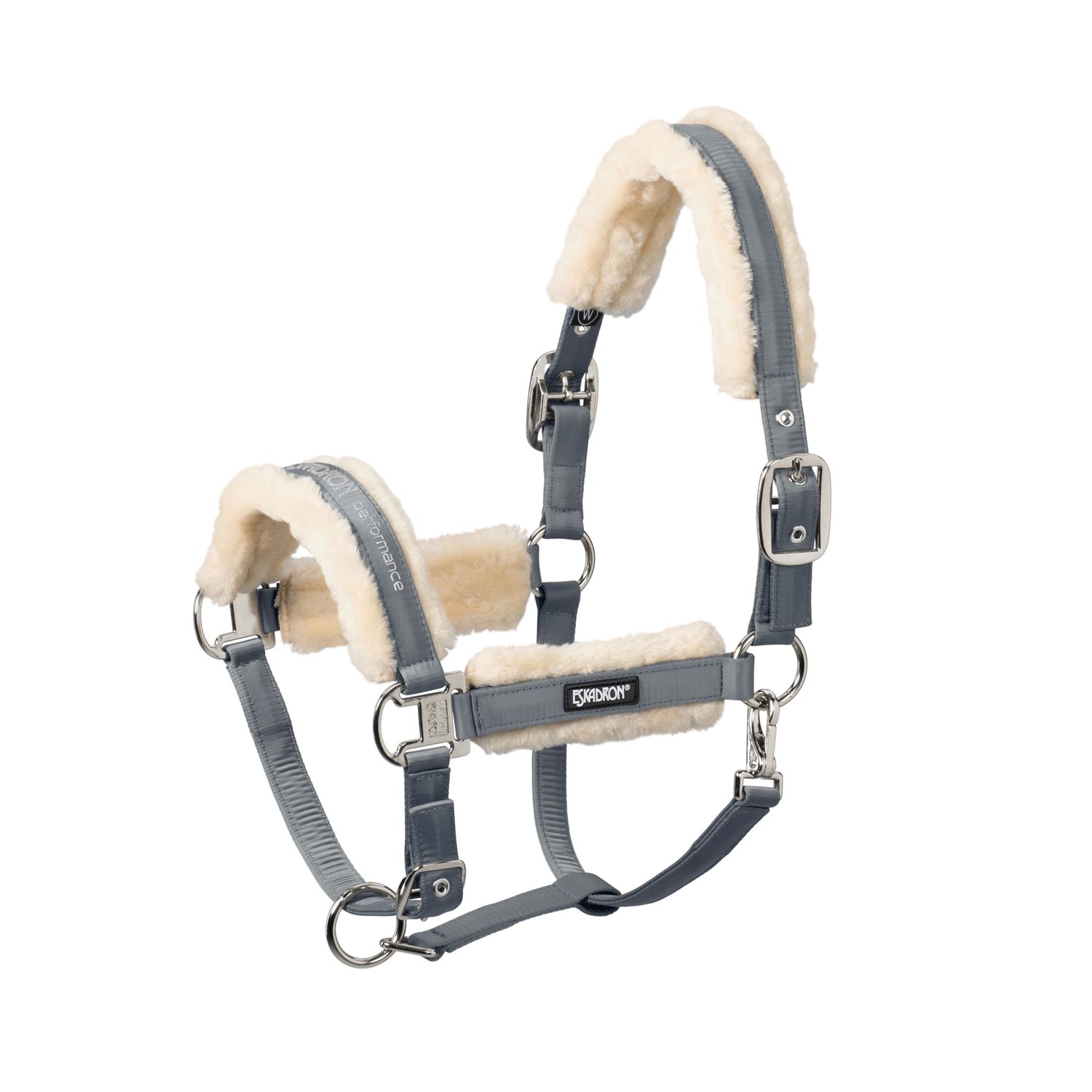Eskadron Basic Faux Fur Double Pin Halfter - ashblue, Größe Warmblut Extra-NEU