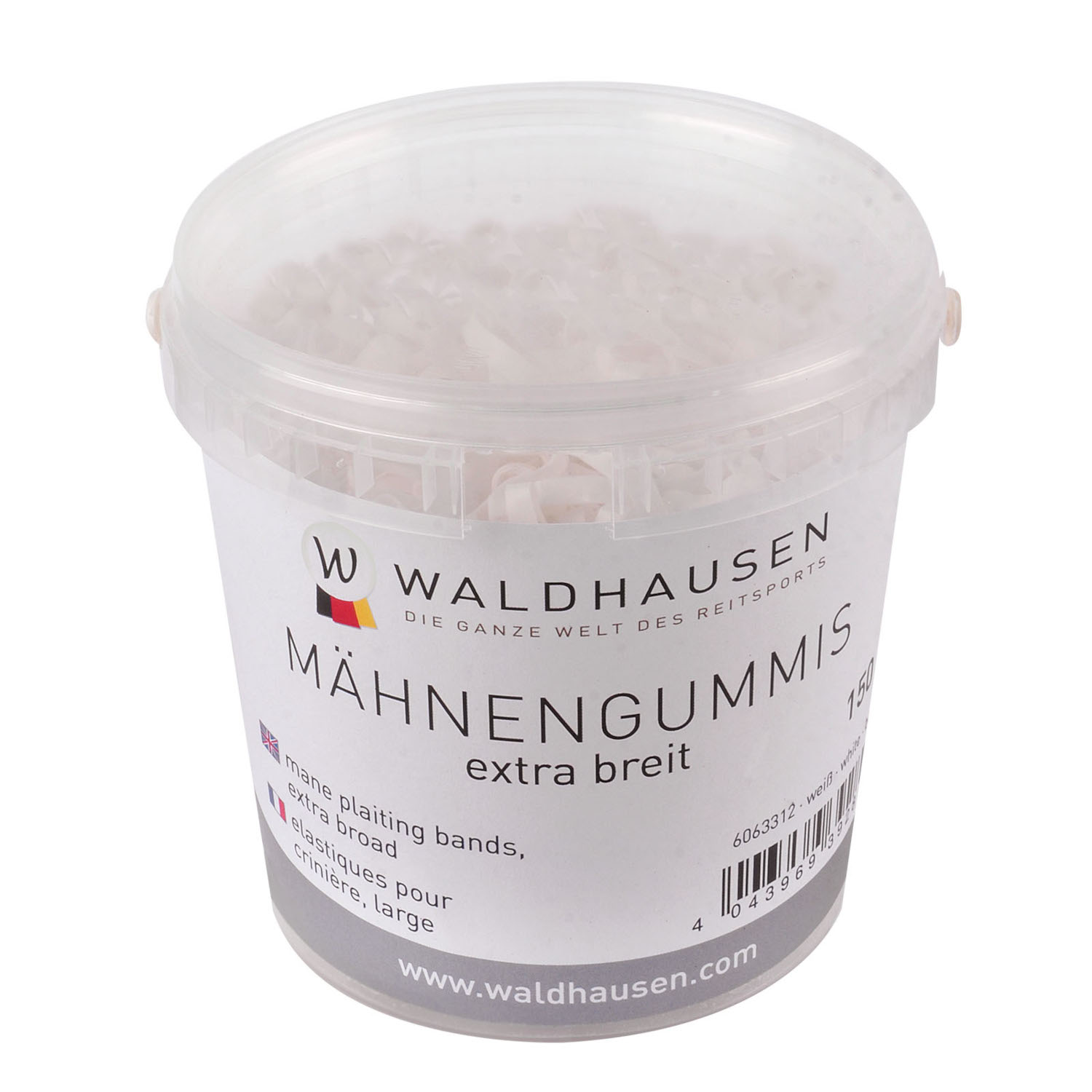 Waldhausen Mähnengummis extra breit im Eimer - transparent