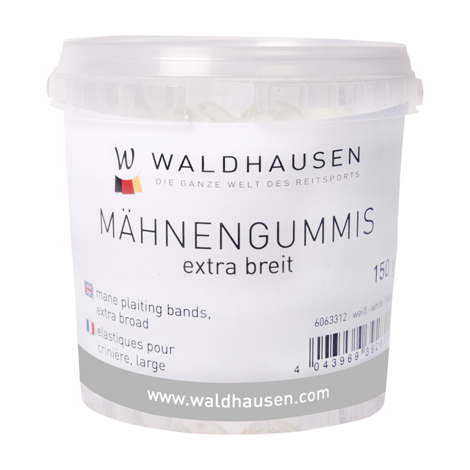 Waldhausen Mähnengummis extra breit im Eimer - weiß