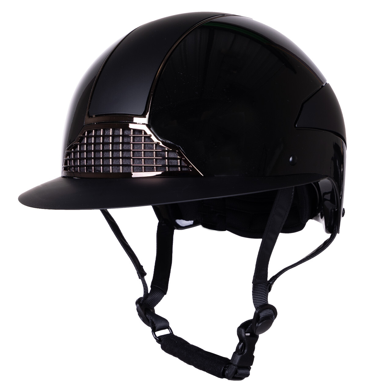 QHP Reithelm Miami Polo Visor - schwarz, Größe 55-57
