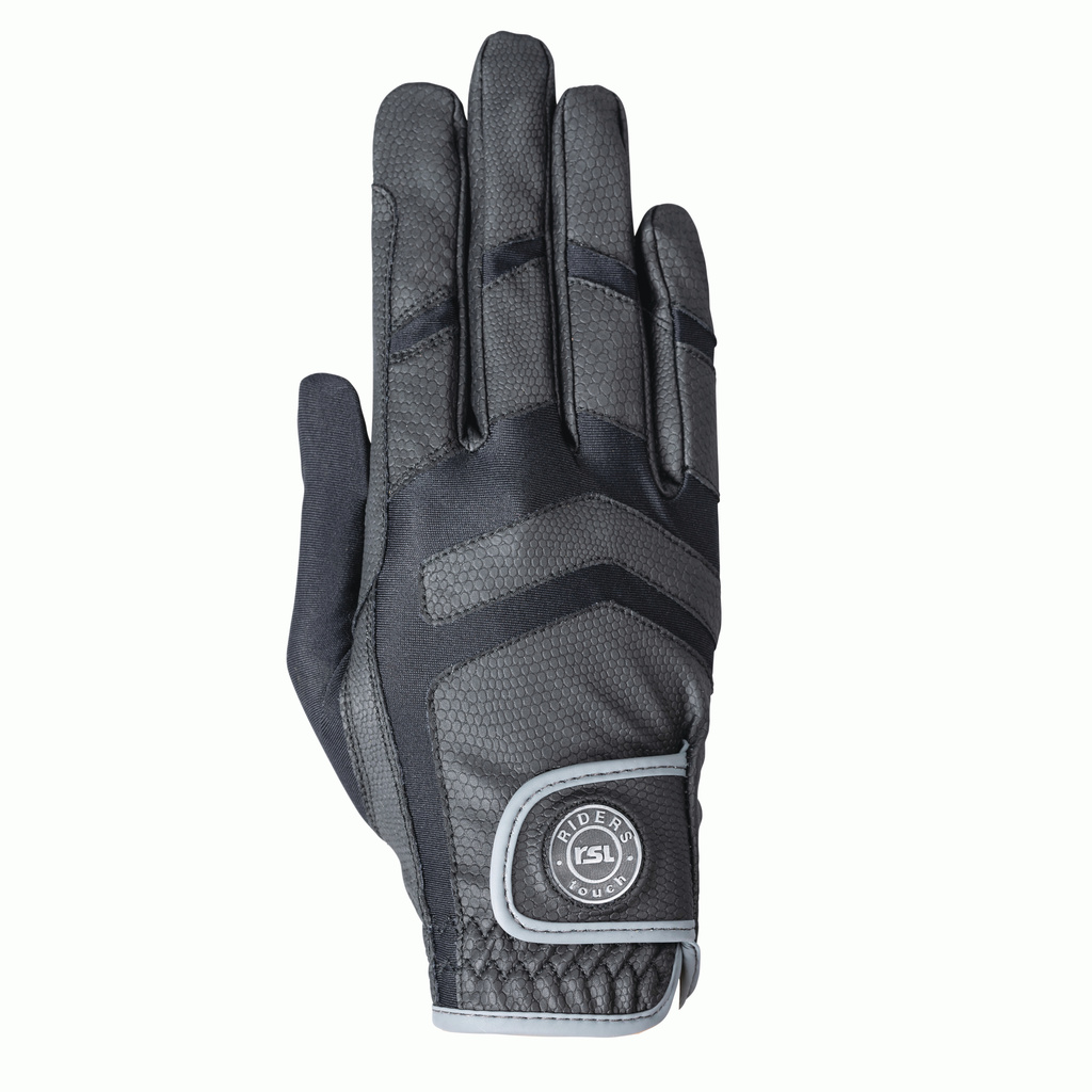 RSL Palma Reithandschuhe aus Albarin/Nylon - schwarz/grau, Größe XL