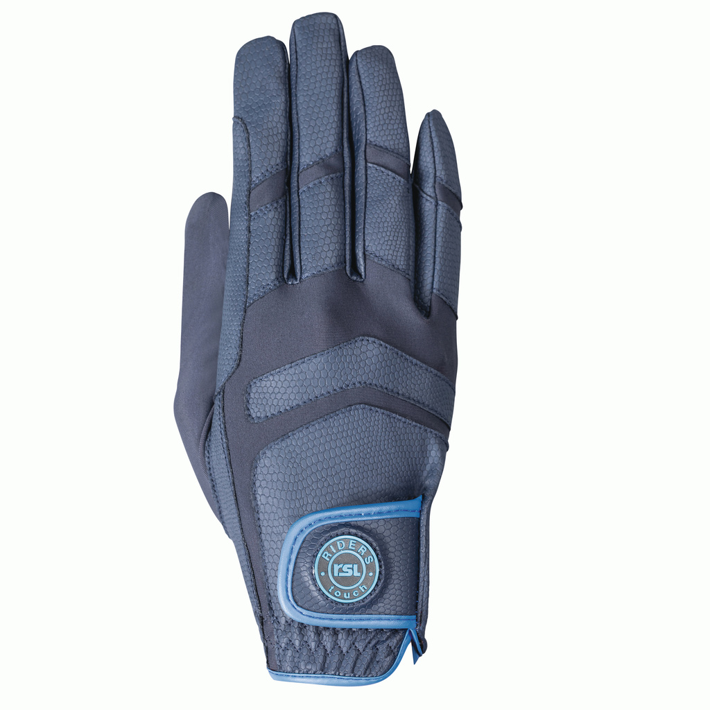 RSL Palma Reithandschuhe aus Albarin/Nylon - marine/hellblau, Größe XXS