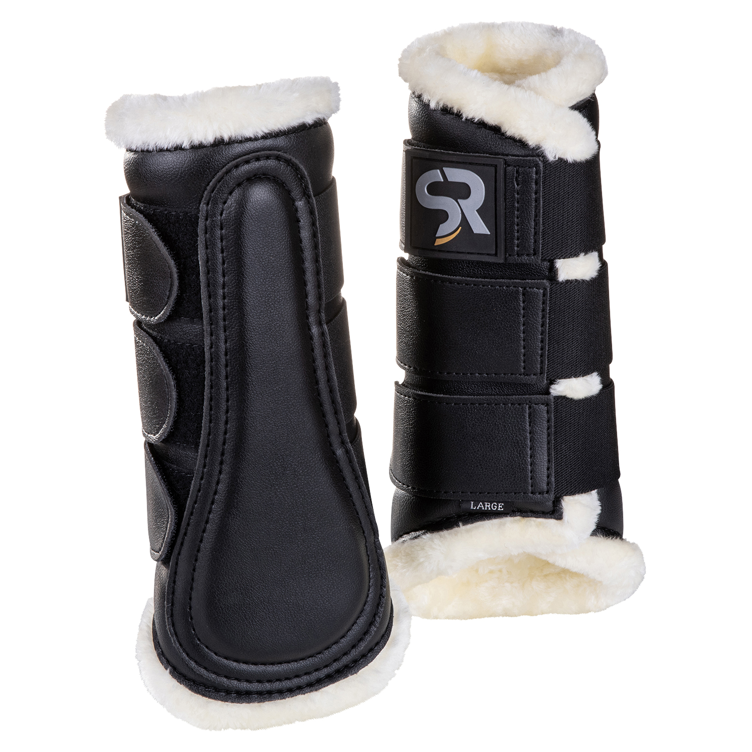 Sunride Leder Dressurgamaschen mit Fell - schwarz, Größe M