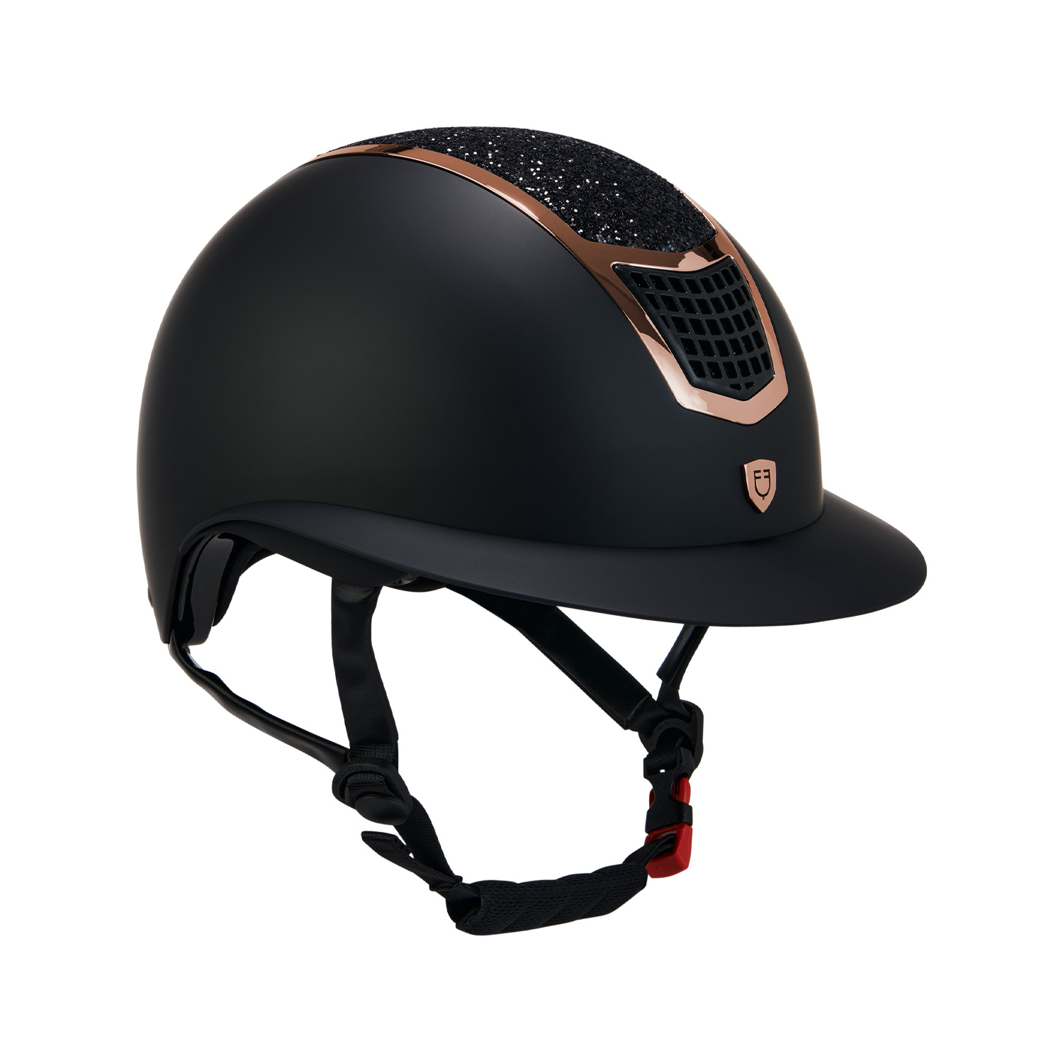 Equestro Eclipse Stone Mat Strass Reithelm - black/rose gold, Größe S (53-55 cm)