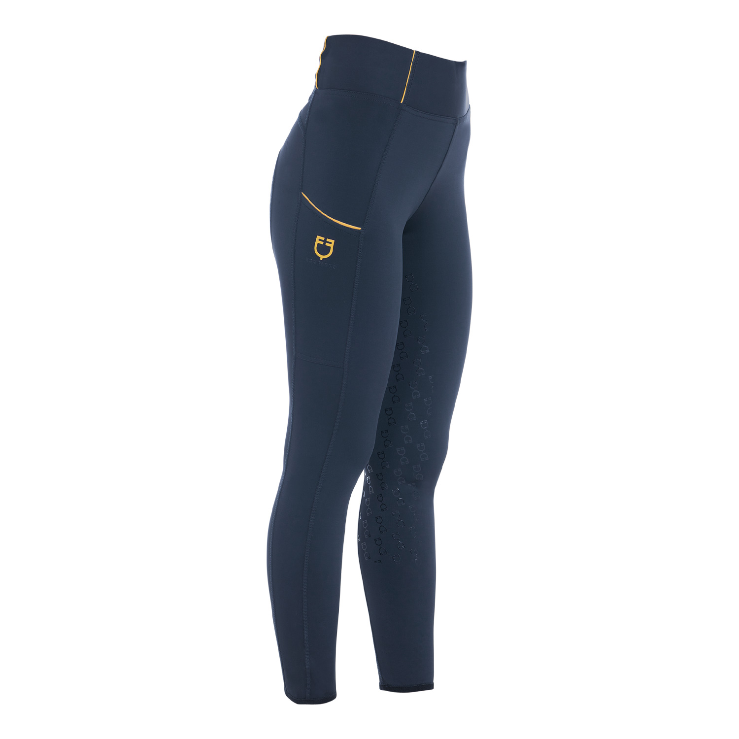 Equestro Slim Fit High Waist Vollgrip Reitleggings Damen - navy, Größe XL