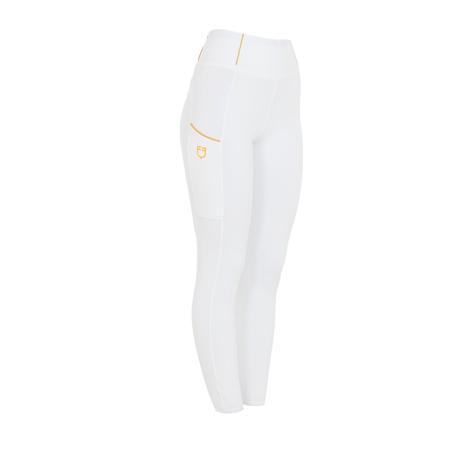 Equestro Slim Fit High Waist Vollgrip Reitleggings Damen - white, Größe S