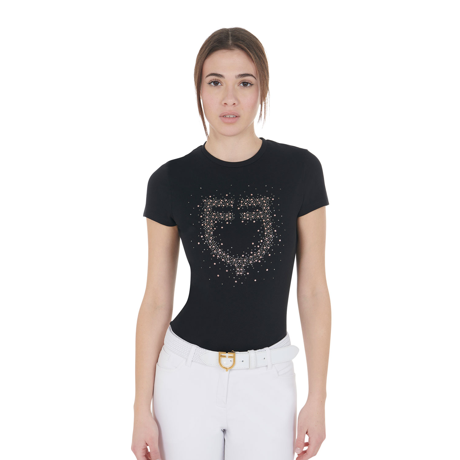 Equestro slim fit Damenshirt mit Strass - black, Größe XS