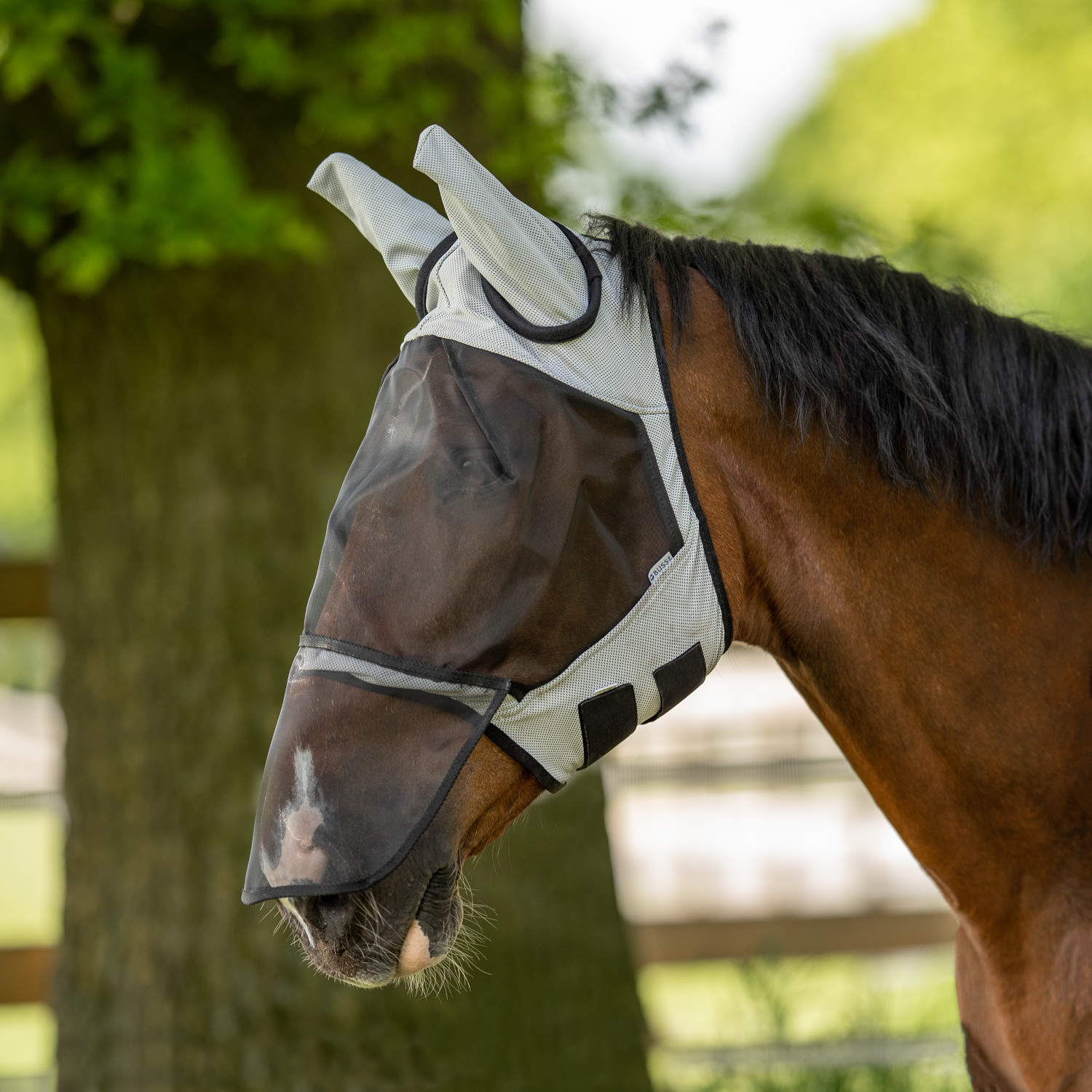 Busse Fliegenmaske Fly Guard II Plus - hellgrau, Größe Pony