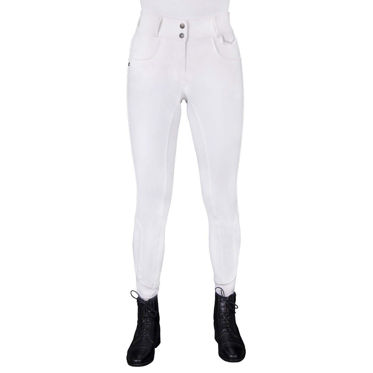 QHP Djune Vollgrip Reithose Damen - weiß, Größe 40