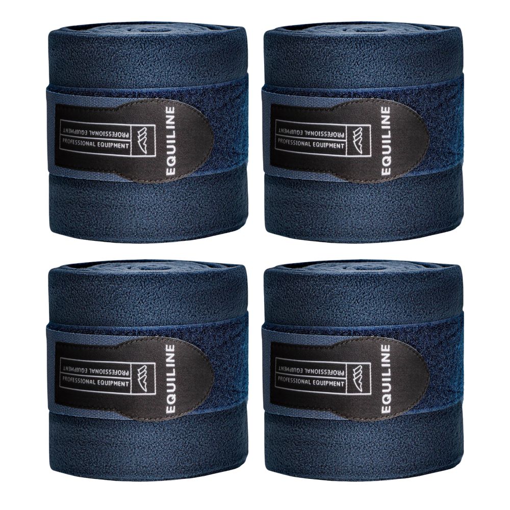 Equiline Stallbandagen Wolle 4 Stück - blau, Größe 4m