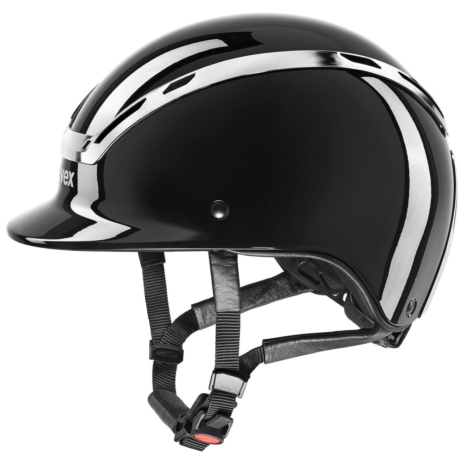 UVEX Exxeed shiny chrome Reithelm - black glossy, Größe M-L (57-59)