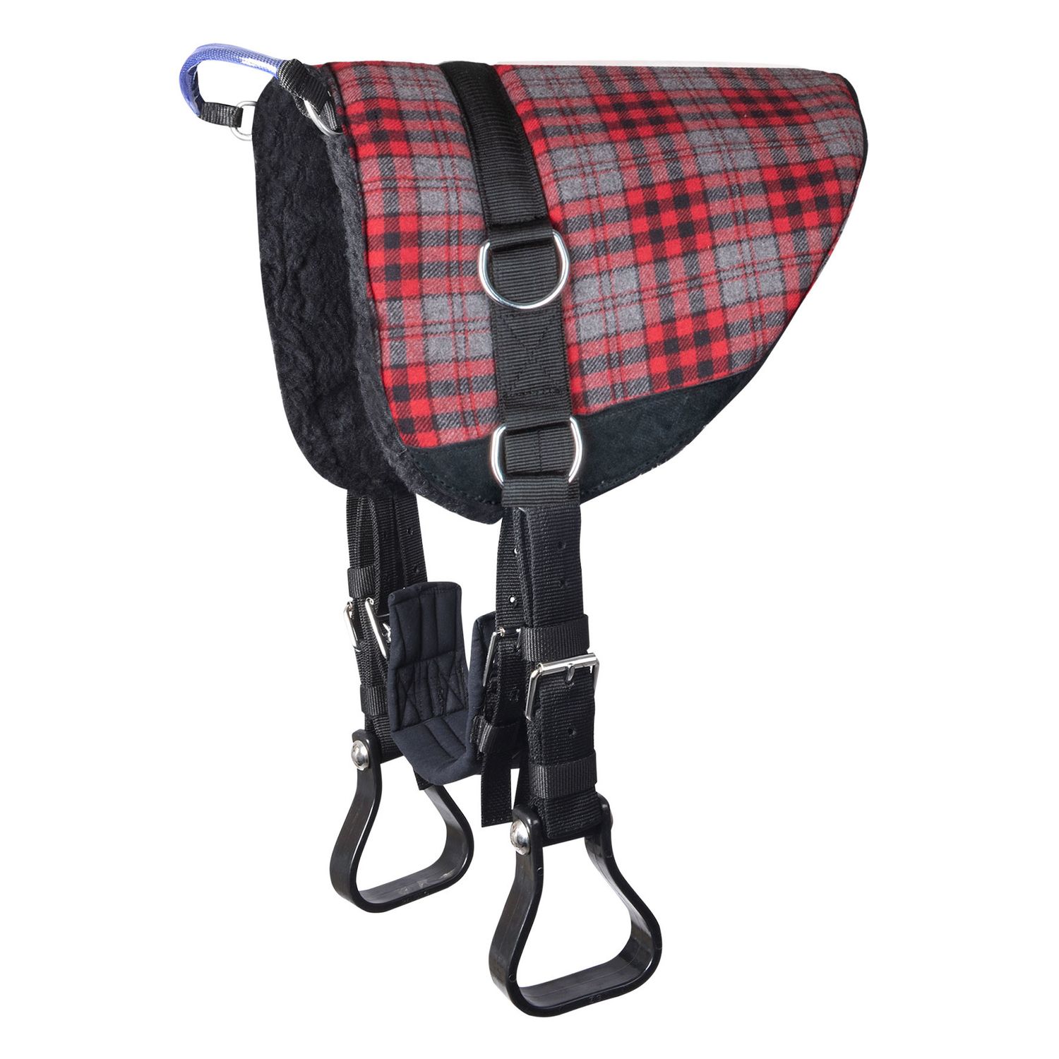 Waldhausen Bare-Back-Pad - grau/rot kariert, Größe Shetty