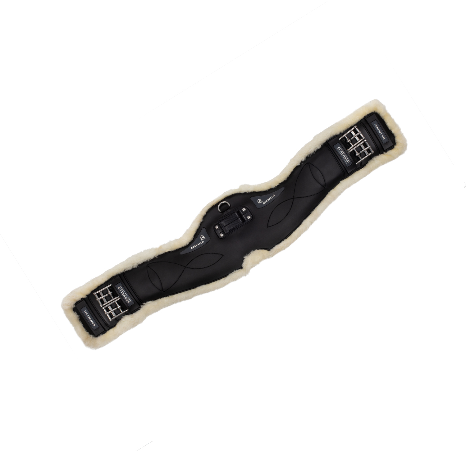 Acavallo Sattelgurt Dressur PVC Gel-Einsatz abnehmbares Eco-Fell - black, Größe 55 cm