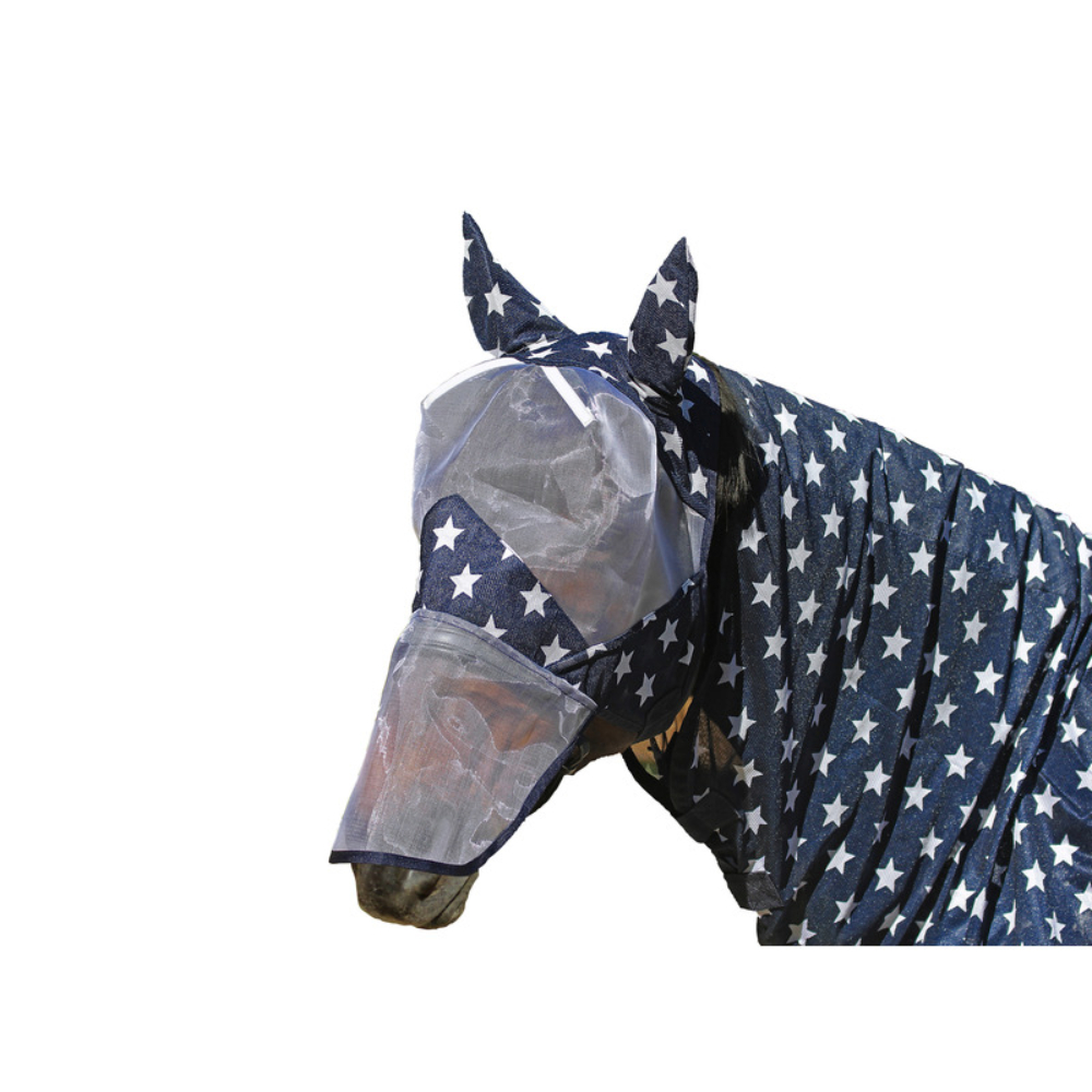 Euroriding Fliegenmaske Blue Stars - navy/weiss, Größe Vollblut