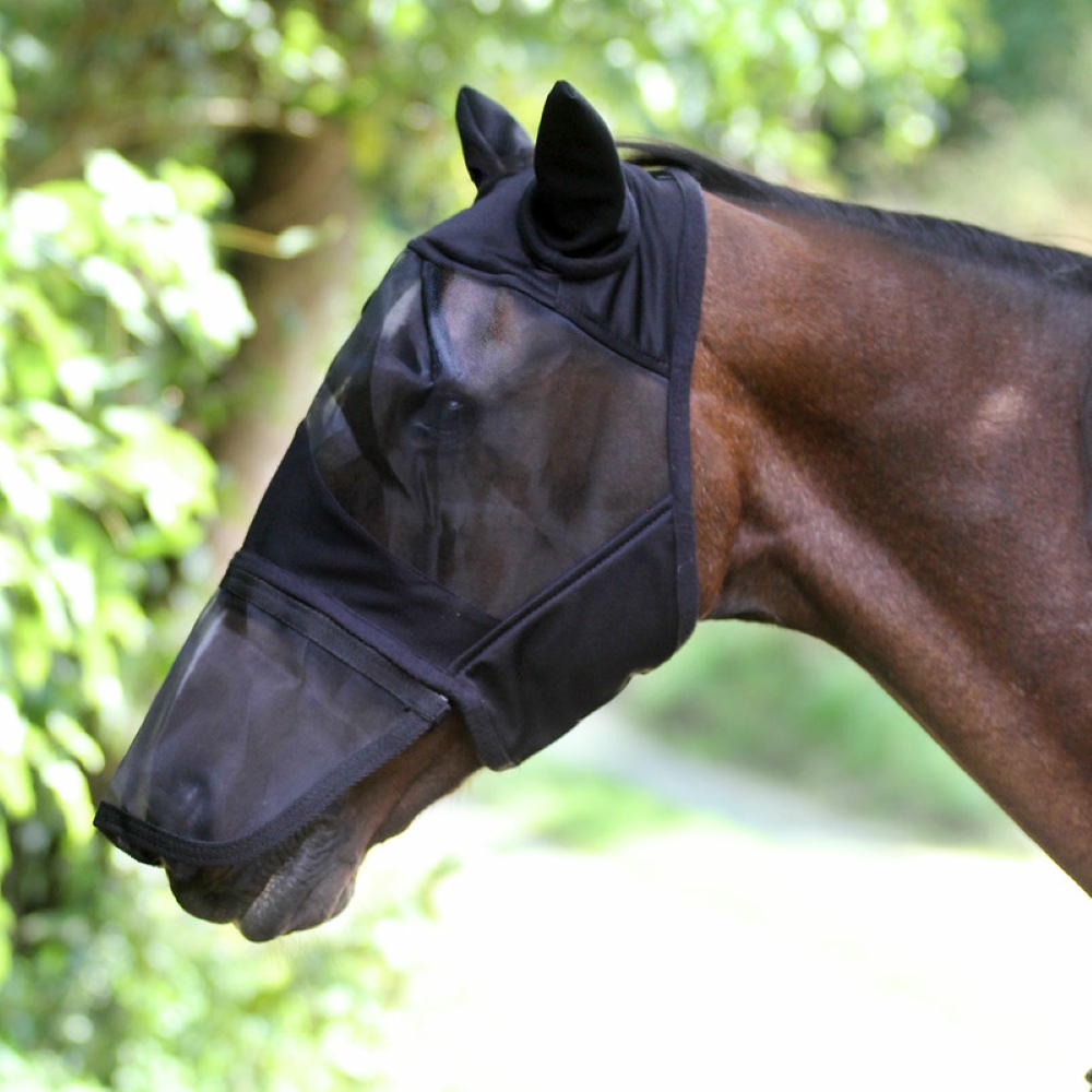 Euroriding Fliegenmaske Comfort mit Ohren- & Nasenschutz - schwarz, Größe Pony