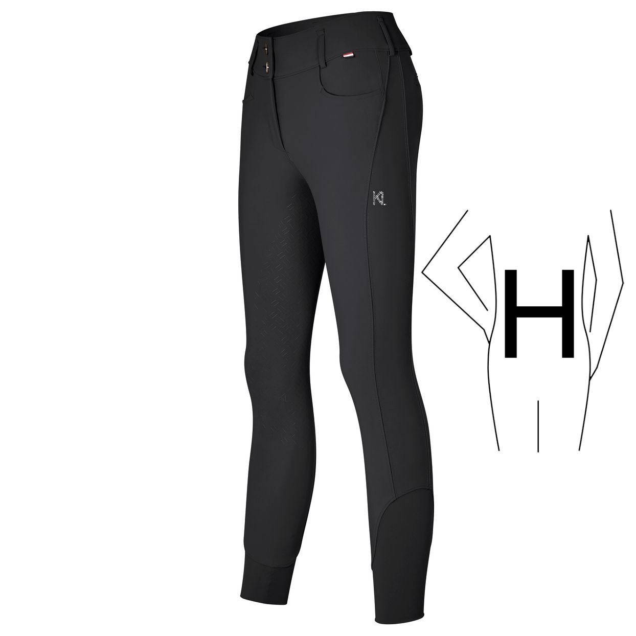 Kingsland KLKira Vollgrip Reithose H Shape Damen - black, Größe 32