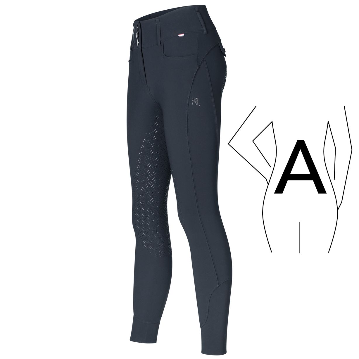 Kingsland KLKimi Mid Waist Vollgrip A-Shape Reithose Damen - navy, Größe 32